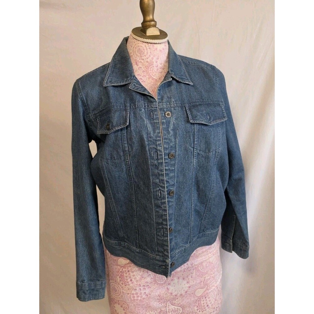 D & Co Denim & Company Blue Women's Jean Jacket Buttons Front Pockets Sz S